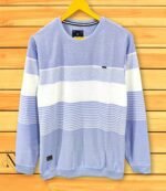 Sky Blue Stripe Full T-Shirt Breathable & Comfortable