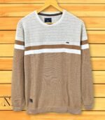 Premium Dark Cream Stripe Full T-Shirt Luxury Cotton