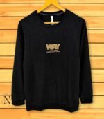 Black Printed Full Sleeve T-Shirt Trendy Graphic Tee