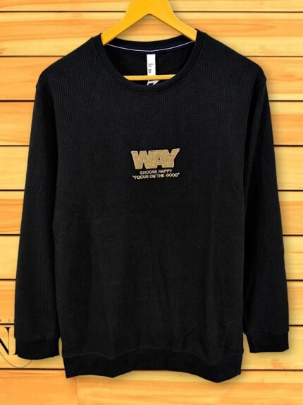 Black Printed Full Sleeve T-Shirt Trendy Graphic Tee