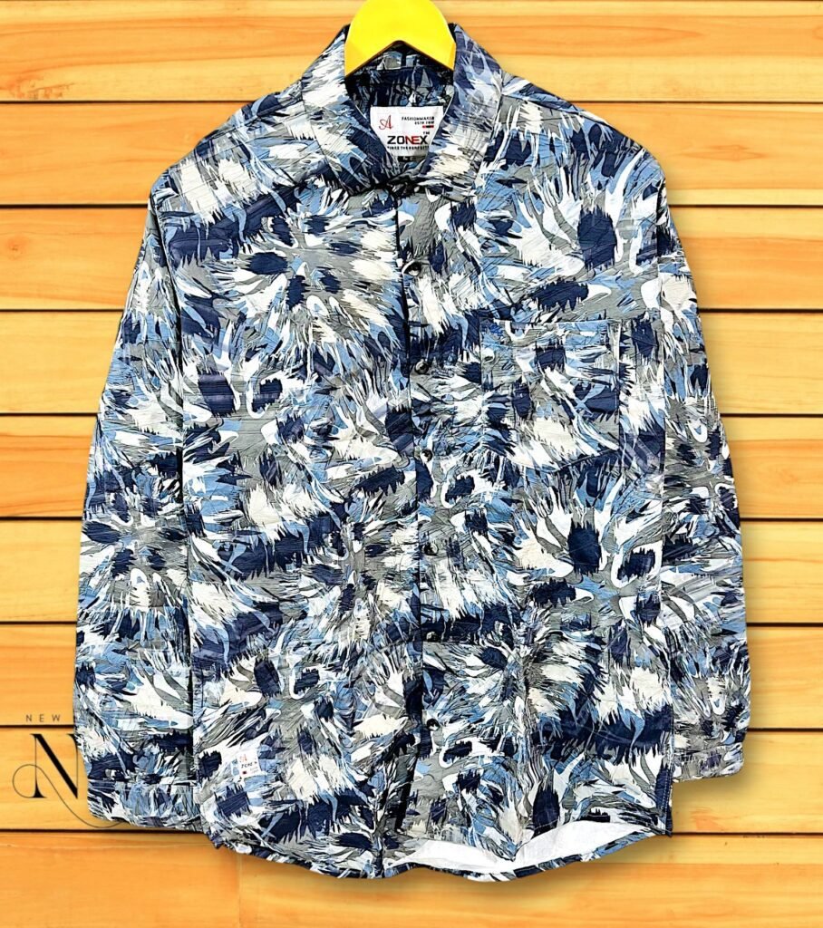 Imported Blue Digital Printed Shirt for Men Stylish Party Wear