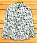 Digital Printed Lite Grey Full Shirt Trendy Casual Wear
