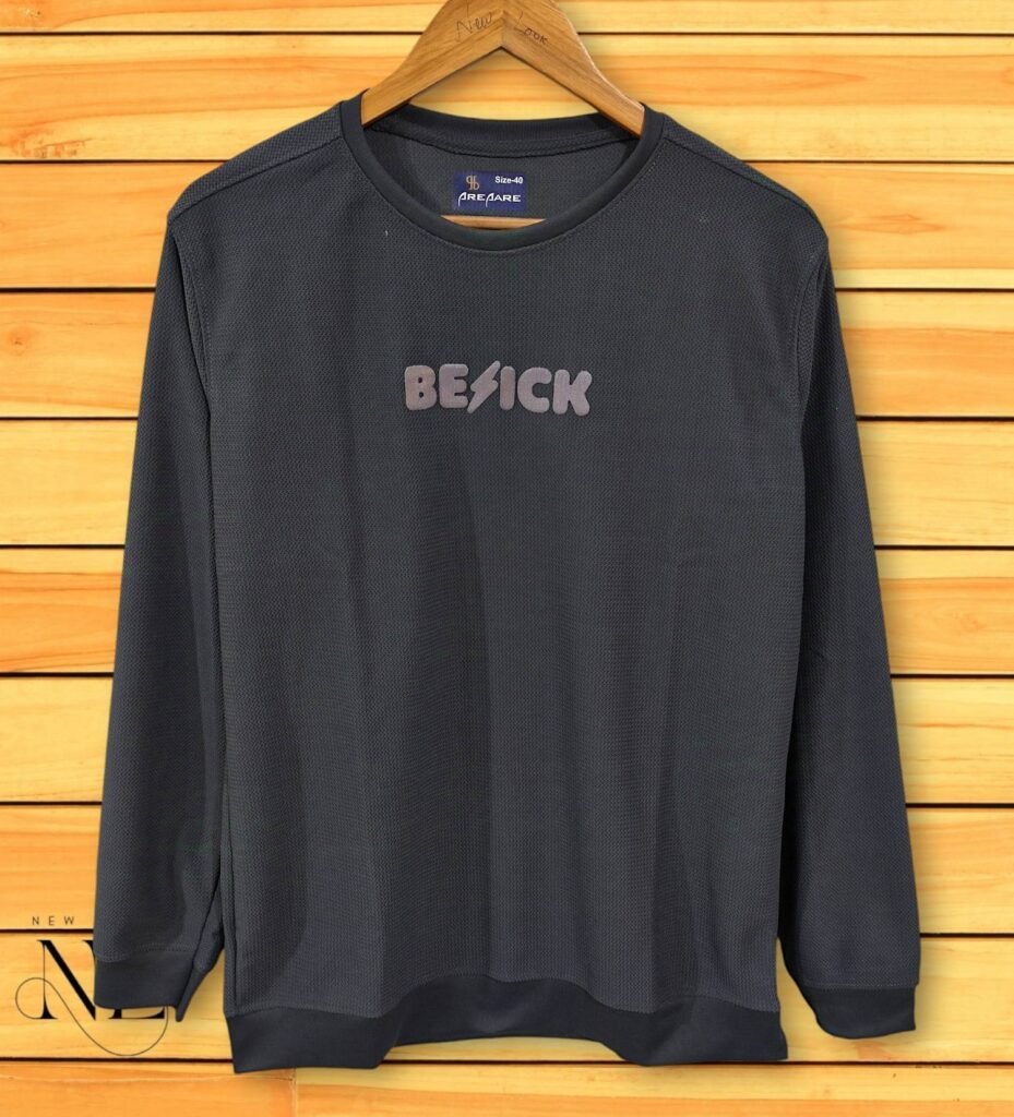 Men’s Dark Grey Plain Full T-Shirt – Premium Cotton