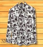 Classic Dark Brown Printed Full Shirt for Men Stylish Design