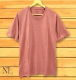 Stylish Pink Plain Half Sleeve T-Shirt for Men Slim Fit