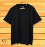 Black Plain Half Sleeve T-Shirt for Men Slim Fit 100% Cotton
