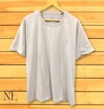 Cream Plain Half Sleeve T-Shirt for Men Slim Fit 100% Cotton