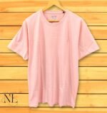 Lite Pink Plain Half Sleeve T-Shirt for Men Slim Fit 100% Cotton