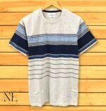 Men's Stripe Cream Plain T-Shirt | Premium Imported