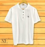 Stylish Men's White Plain Half T-Shirt Slim Fit