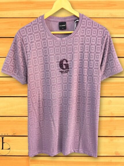 Basic Purple Printed Half T-Shirt Premium Trendy Design Slim Fit