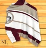 Plain Maroon Stripe Half Sleeve T-Shirt for Men Slim Fit