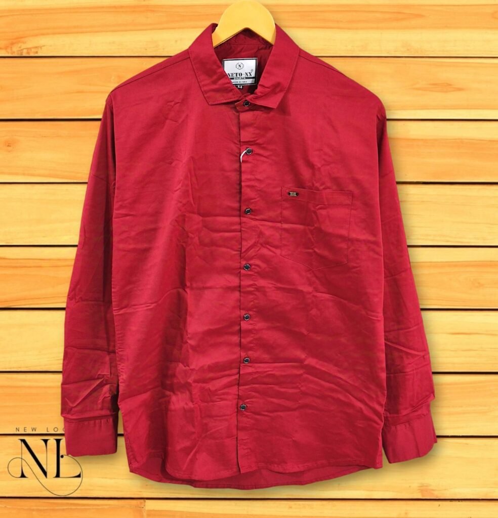 Stylish Classic Red Plain Full Shirt Premium Trendy