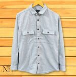 Classic Plain Lite Grey Double Pocket Shirt Premium Cotton