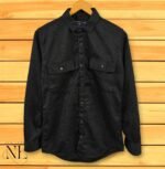 Plain Black Double Pocket Shirt Premium Cotton