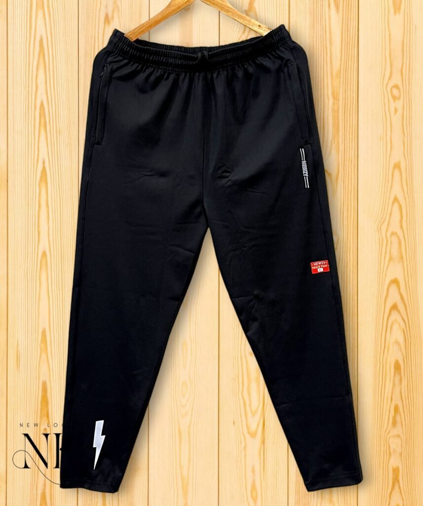 Classic Black Lycra Track Pants - Slim Fit Gym & Casual