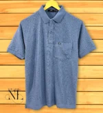 Glacier Blue Plain Polo T-Shirt for Men Slim Fit