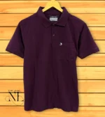 Dark Purple Plain Polo T-Shirt for Men Slim Fit