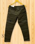 Olive Green Cotton Cargo Joggers for Men | 6 Pockets