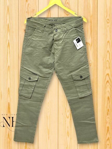 Men's Lite Green Cotton Cargo Joggers – 6 Multi-Functional Pockets