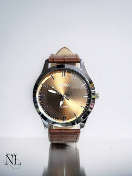 Rose Gold Leather Strap Chronograph Watch for Men