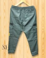 Dark Green Cotton Cargo Joggers for Men | 6 Pockets