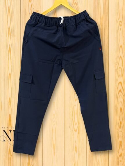 Navy Blue Parachute Cargo Joggers for Men