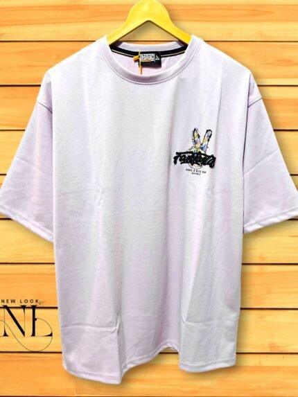 Baby Pink Oversized T-shirt with Abstract Print