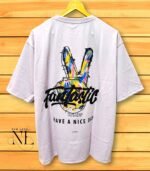 Baby Pink Oversized T-shirt with Abstract Print