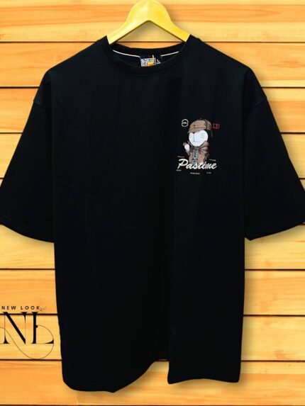 Black Oversized T-shirt with Abstract Back Print