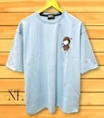 Sky Blue Oversized T-shirt with Cloud Print