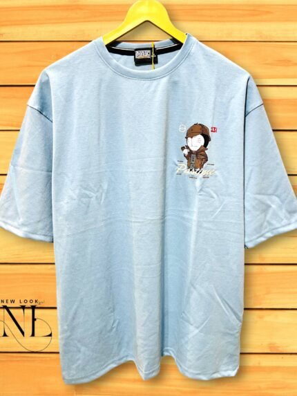 Sky Blue Oversized T-shirt with Cloud Print