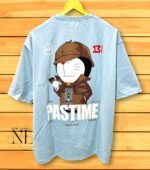 Sky Blue Oversized T-shirt with Cloud Print