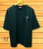 Dark Green Oversized T-shirt with Camo Back Print