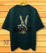 Dark Green Oversized T-shirt with Camo Back Print