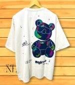 White Oversized T-shirt with Typography Back Print