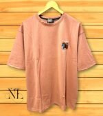 Peach Oversized T-shirt with Cloud Print