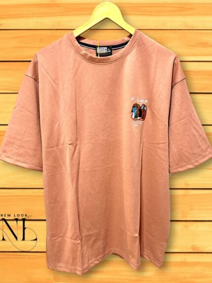 Peach Oversized T-shirt with Cloud Print