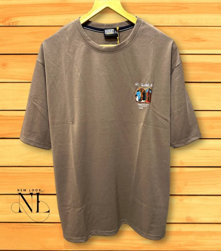 Brown Oversized T-shirt with Paint Splatter Print