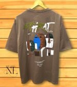 Brown Oversized T-shirt with Paint Splatter Print