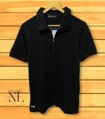 Black Zip Polo T-Shirt – Premium Comfort