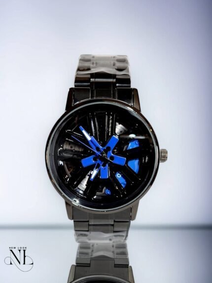 Modern Black Rotating Dial Watch for Tech Enthusiasts