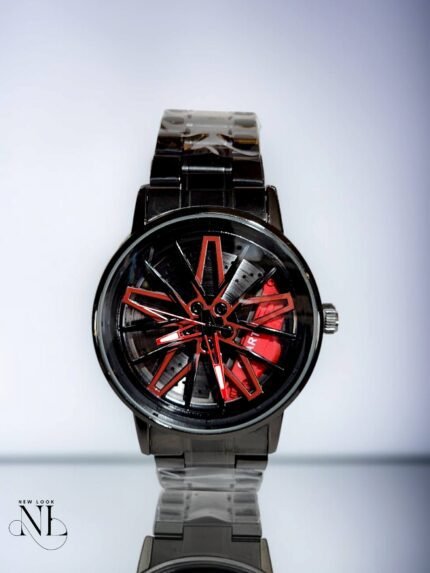Black Modern Rotating Dial Watch for Men