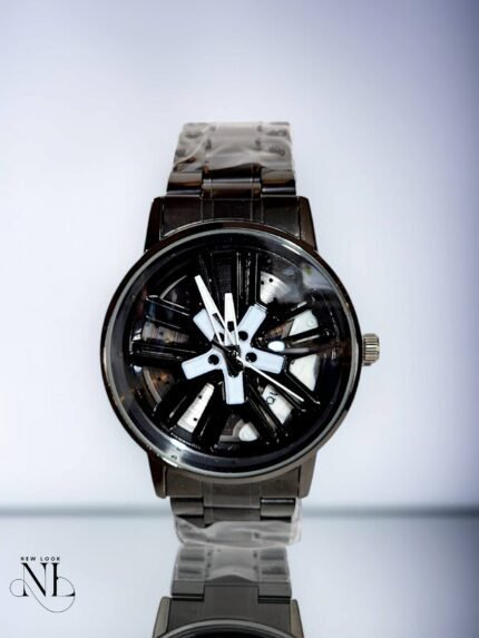 Classic Black Rotating Dial Watch for Men