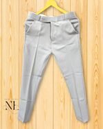 Light Grey Slim-Fit Formal Pants for Men