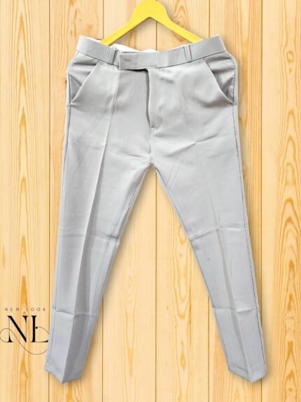 Light Grey Slim-Fit Formal Pants for Men