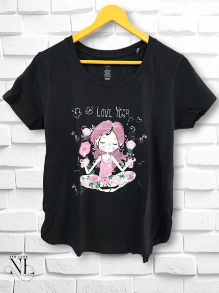 Black Print Girls Cotton T-Shirt Glamorous & Comfy