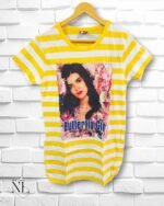 Striped Yellow Girls Cotton T-Shirt Summer Fashion