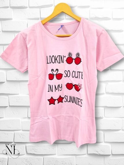 Lite Pink Rainbow Cotton T-Shirt