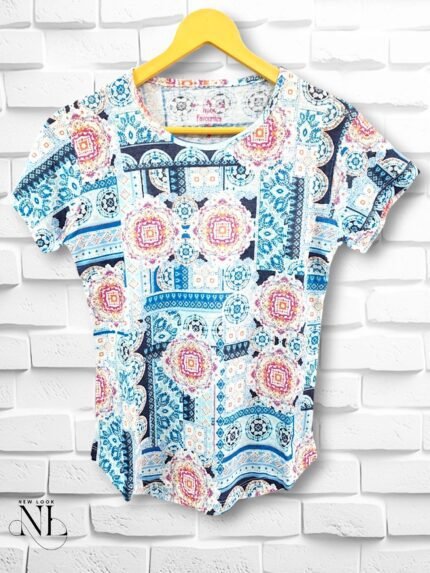 Floral Print Girls Cotton T-Shirt for Summer